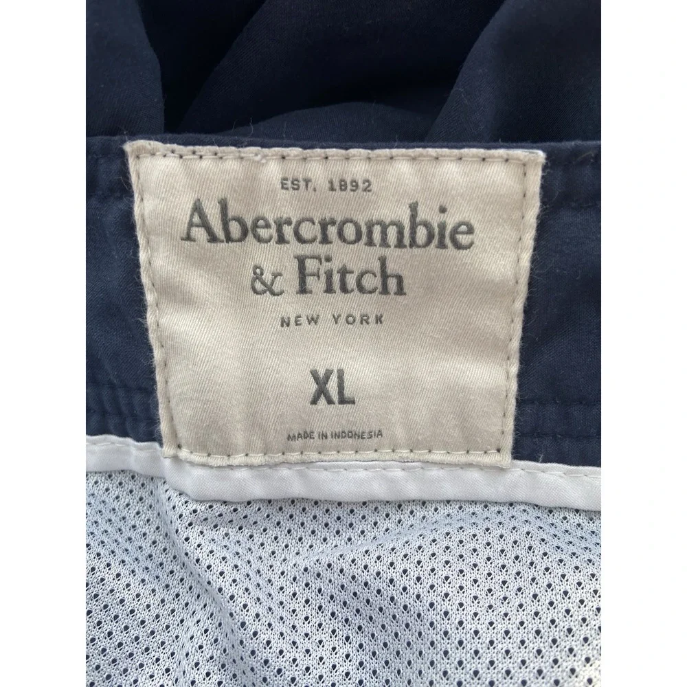 Abercrombie & Fitch Mens‎ Y2K Swim Trunks Size XL Blue Lined Moose Logo Preppy